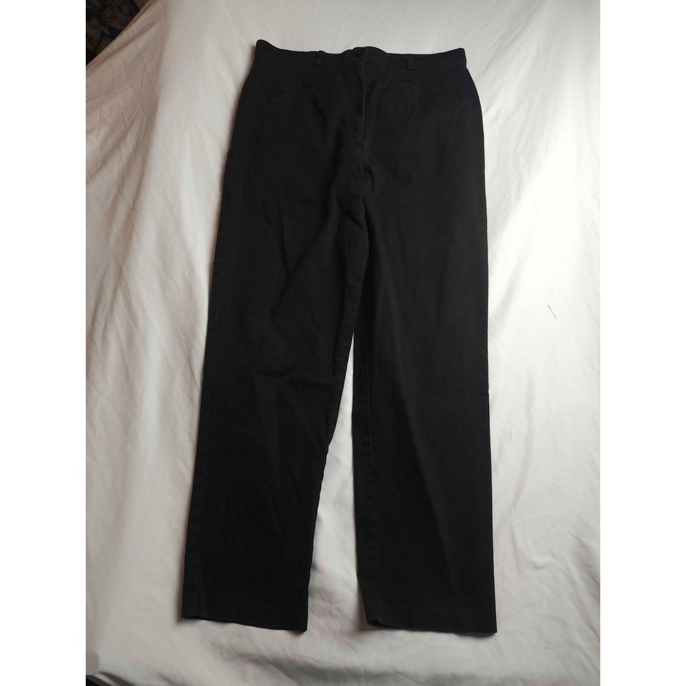 Womens Chino Pants Black Straight Flat Front Preppy Casual Outdoor Pockets Crop